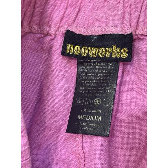 Nooworks Wide Leg Crop Linen Pants Hot Pink Women’s Medium - Picture 4 of 12